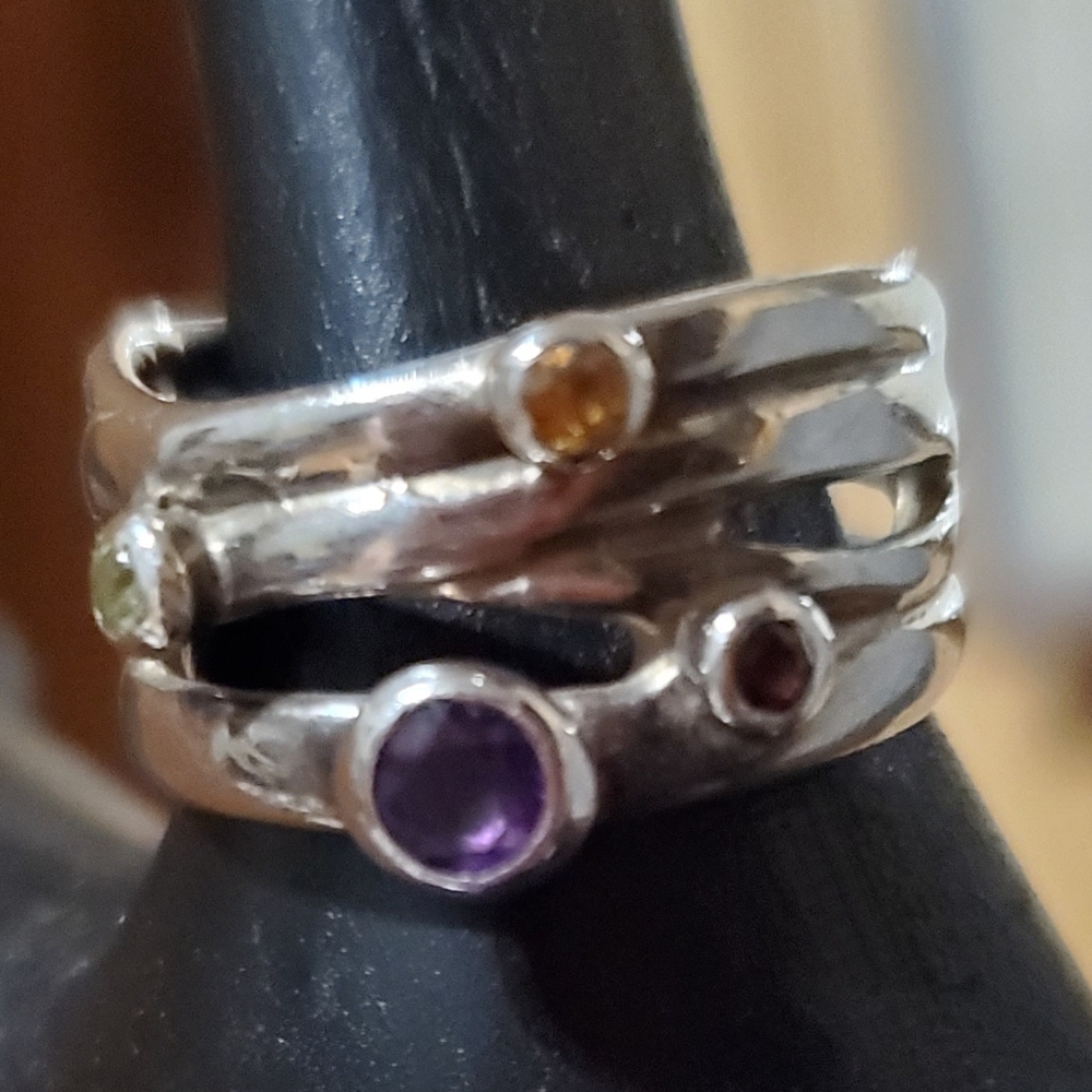 Sterling silver multistone ring